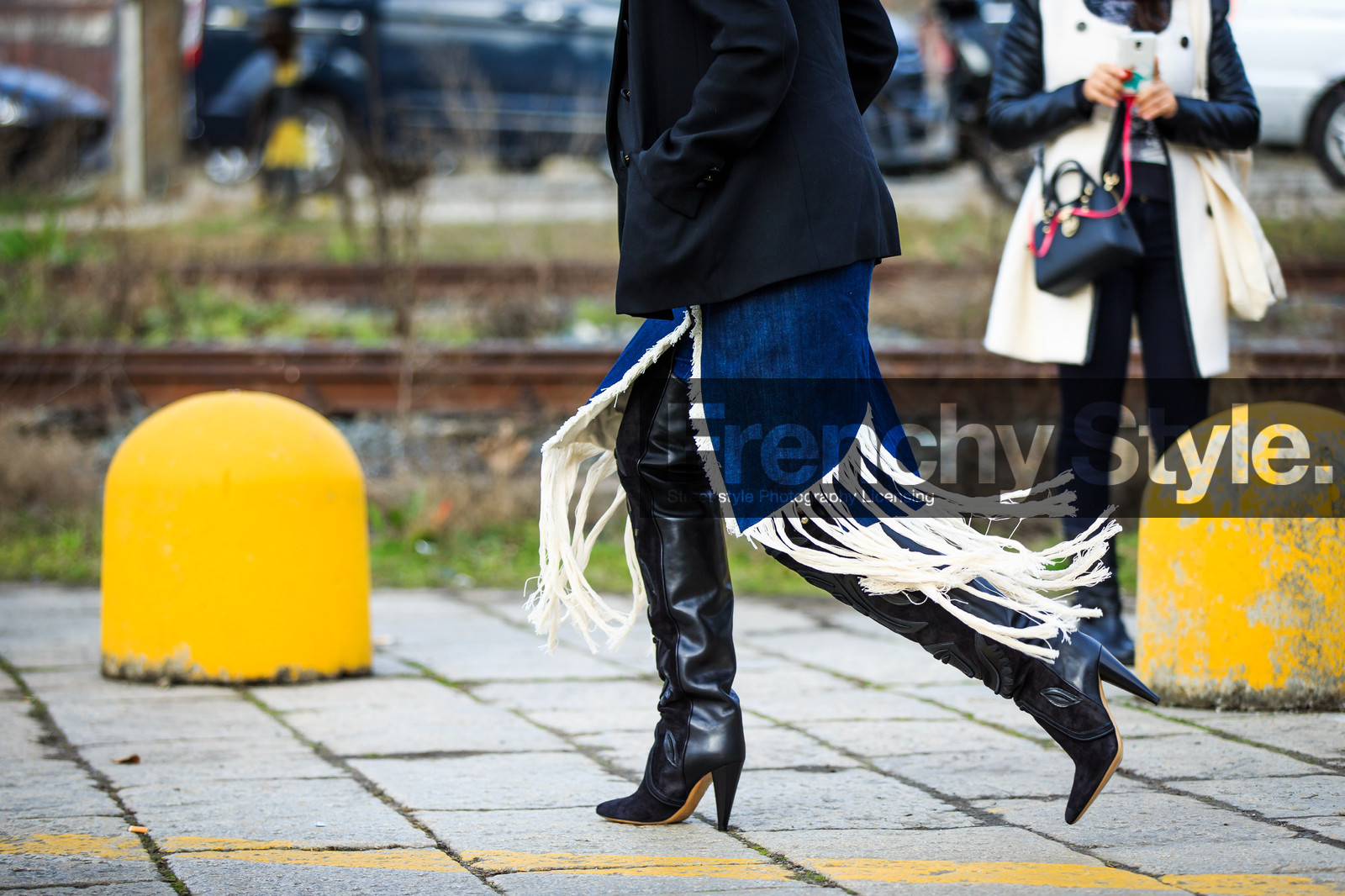 asymetric, atmosphere details, AUTUMN WINTER 2016-2017, AW 16-17, black boots, black jacket, blazer, blue denim, denim skirt, detail, FALL WINTER 2016-2017, fashion week, frenchystyle, fringes, FW, FW 16-17, graphic skirt, high boots, high heels, horizontal, jonathan paciullo, leather boots, LFW, LONDON, MENSWEAR, street style, suede shoes, tina leung
