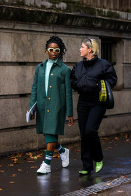 bag, black bag, black bomber, black pants, bomber, boots, checked coat, coat, coperni bag, duo, green boots, green coat, green socks, green sunglasses, lacoste look, leather bag, pants, print, printed bag, printed coat, sneakers, socks, sunglasses, white sneakers, lacoste, fashion week, frenchystyle, FW, jonathan paciullo, street style, PFW, PARIS, SPRING SUMMER 2022, SS 22, vertical, full length