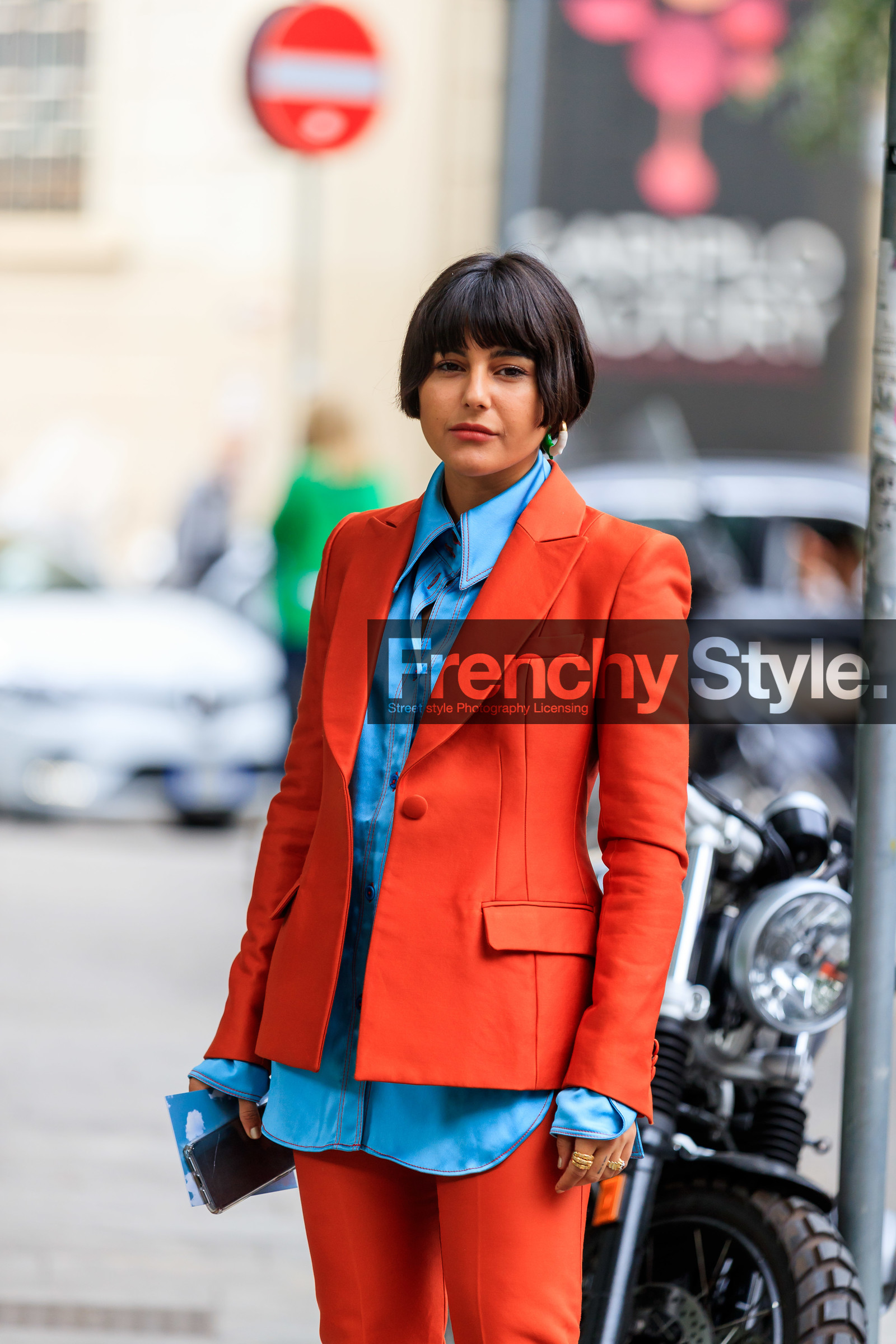maria bernad, red suits, red jacket, red pants, blue shirt, fashion week, frenchystyle, FW, jonathan paciullo, street style, MFW, MILAN, SPRING SUMMER 2020, SS 20