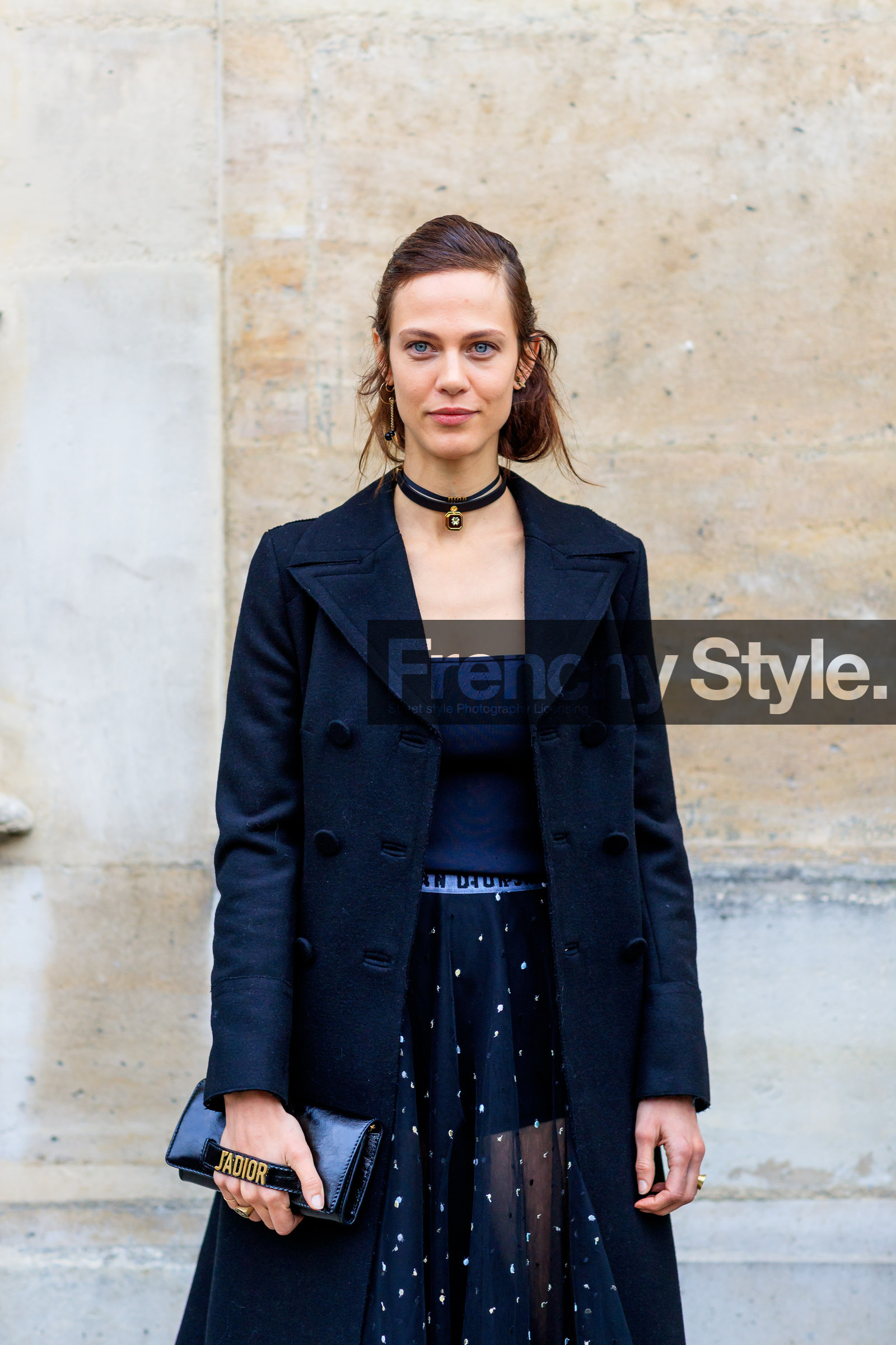 AUTUMN WINTER 2017-2018, AW 17-18, aymeline valade, black bag, black dress, black jacket, black skirt, black top, bustier dress, bustier top, choker, christian dior, FALL WINTER 2017-2018, fashion week, frenchystyle, full length, FW, FW 17-18, jonathan paciullo, leather bag, model, necklace, PARIS, PFW, see through, street style, vertical