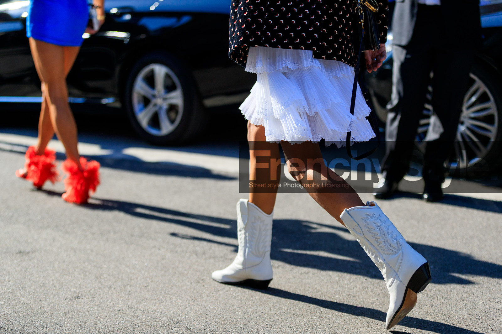 atmosphere details, cowboy boots, detail, fashion week, frenchystyle, FW, horizontal, jonathan paciullo, leather shoes, MFW, MILAN, SPRING SUMMER 2018, SS 18, street style, white boots, white dress