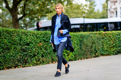 atmosphere details, black denim, black jacket, black loafers, black pants, blue shirt, denim jacket, denim pants, fashion week, frenchystyle, full length, FW, horizontal, jeans, jonathan paciullo, leather shoes, LFW, LONDON, sarah rutson, SPRING SUMMER 2017, SS 17, street style, trousers, velvet, woman