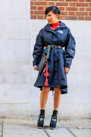 balenciaga, black bag, black clutch, black coat, black jacket, black shoes, blazer, fashion week, frenchystyle, full length, FW, high heels, jonathan paciullo, leather bag, leather shoes, LFW, LONDON, north face, parka, red sweater, SPRING SUMMER 2018, SS 18, street style, vertical